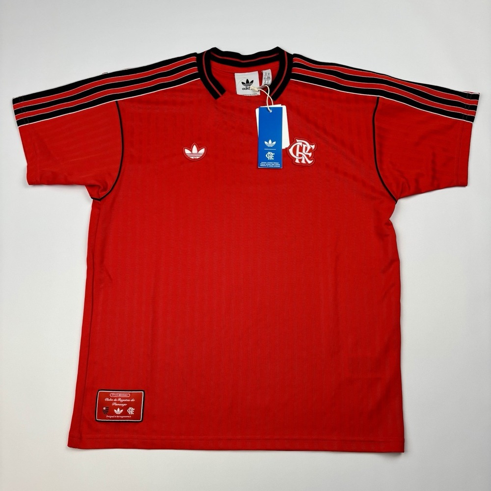 Adidas Flamengo Icon Jersey Men XS Red Stripe Retro Trefoil Soccer JF0438